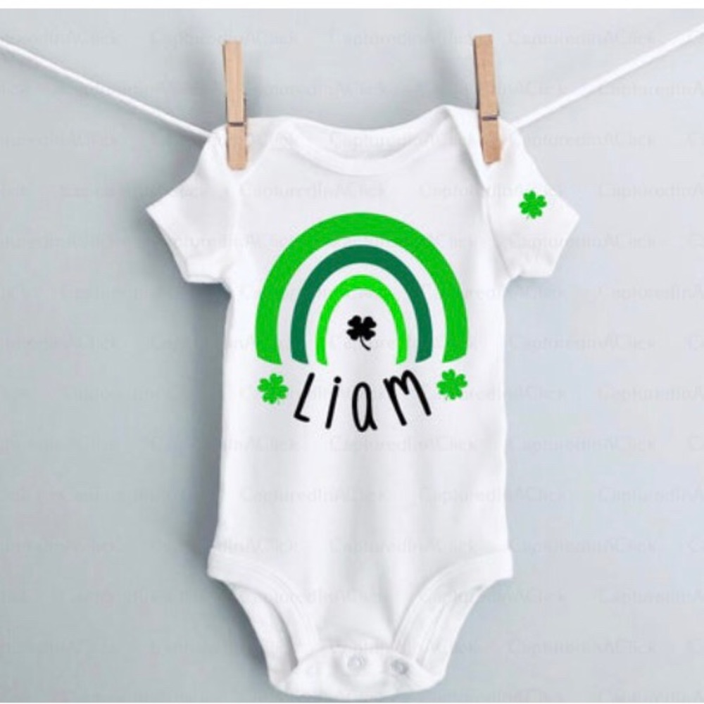 Custom Rainbow St. Patrick’s Day Onesie Bodysuit